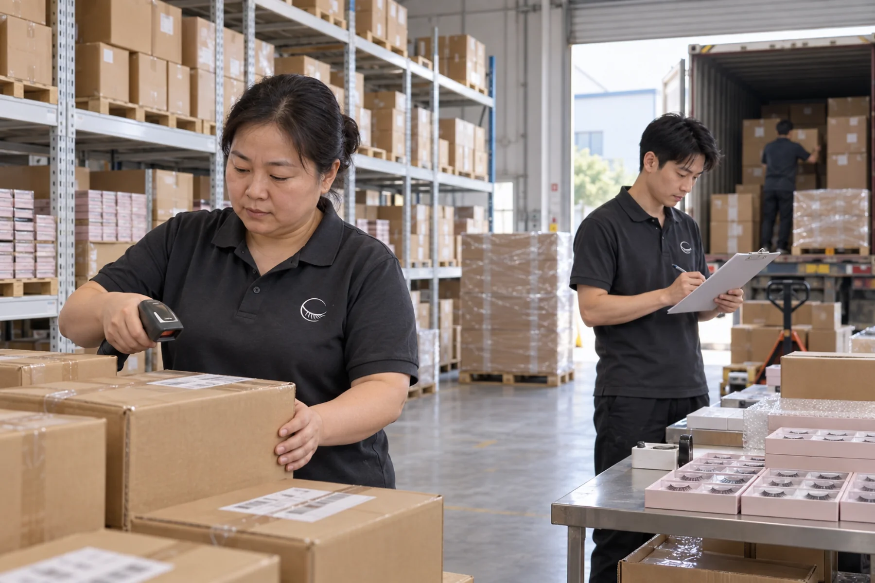 Finished eyelash products prepared for global delivery