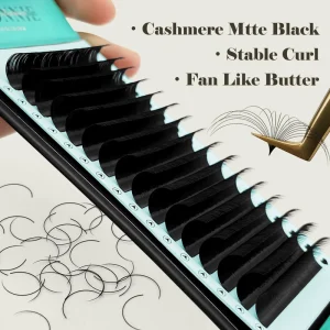 0.02 0.03 0.05 0.07mm J B C D Curl Custom Eyelash Extensions Supplies Matte Cashmere Lash Trays Matte Lash Extensions