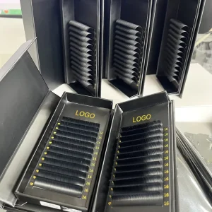 0.03 0.05 0.07mm Faux Mink Silk Graft Volume Lash Extension Dark Fluffy Lash Eyelash Extension Trays Cashmere Matte Supplier