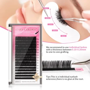 0.05 0.07 0.10mm 16lines Individual Lash Fanned Cashmere Eyelashes Extensions Matte Black Soft Lash With Customize Service