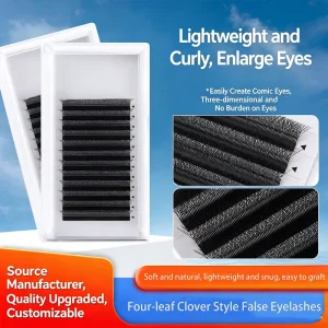 0.05 Four Leaf Clover 4D Eyelash Extensions Soft Thick Natural Non Scattering Salon Use
