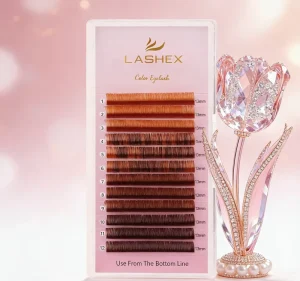 0.05 Glitter Fashion Shiny Colorful Korean Private Label Matte Lash Trays Brown Lash Extensions