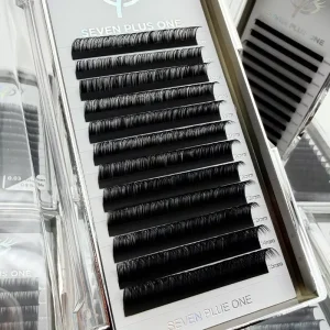 0.05 Synthetic Mink Korean PBT Fiber 14 16mm D Curl Bulk Volume Private Label Eyelash Extensions in Box