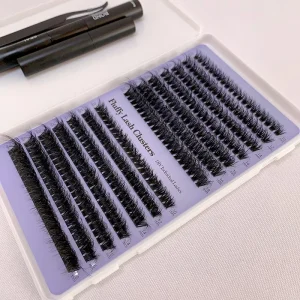 0.05mm 0.07mm Natural 8 16mm Mink Segment Pre Cut Eyelashes Extension Private Label Self Adhesive DIY Cluster Lashes