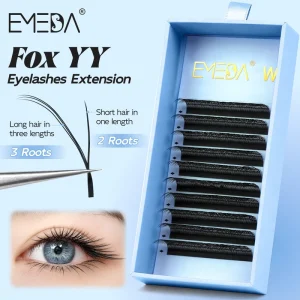 0.07 Slant Flying YY Lash Extension Left and Right Eyes 3D 4D 5D W Fox Lash Tray 3 Layer Y Weave Clover Lash Supplies