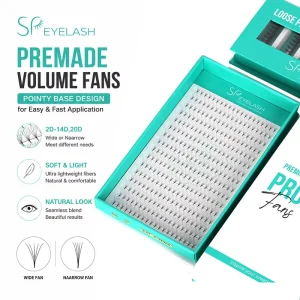 0.07mm CC D Curl Narrow Pointy Base Premade Volume Fans Easy Fans Per Tray 3D 5D 8D Save Pro Made Lash Fans