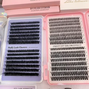 0.07mm Natural Individual Eyelash Extension Pre Cut C D Curl Diy Cluster Lash Extensions Cluster Eyelashes Kit