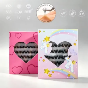 定制豪华压贴式睫毛 高品质 1 秒自粘式可重复使用丝绸预粘睫毛簇套装
