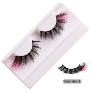 1 Pair 8D Eye End Color Mix Natural Lashes Full Strip Eyelashes Color