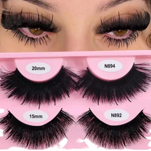 1 Pair Independent Package Private Label Handmade 3D Natural Thick 0.07MM Synthesis Full Strip Black Cotton Eyelashes