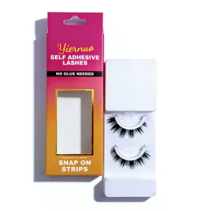 1 Pair Premium Reusable Natural Self Adhesive Faux Mink Lashes Custom Logo Diy Pre Glued Full Strip Eyelashes