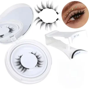 1 Pair Reusable Magnetic Eyelashes Natural Wispy False Eyelashes with Applicator No Glue Needed Full Strip Durable