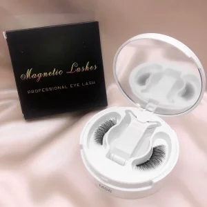1 Pair Winged False Eyelashes With Dual Magnetic Applicator Private Label No Glue Needed