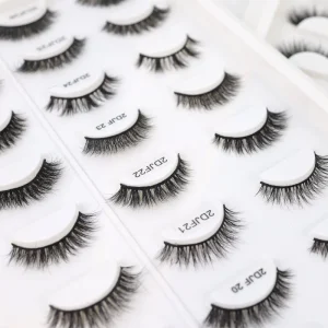 10 12MM Natural Faux Mink Eyelash Strip Private Label Bulk 3D Full Strip Lashes Vendor of Premium False Mink Eyelashes