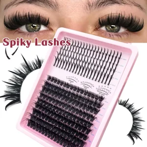 10-22mm Cluster DIY Segment Eyelashes Extension Spike Thick and Long Style Long Lasting Strong Adhesive Soft Fiber Lash Easy use