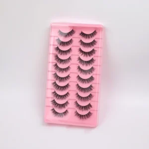 10 Pair Fluffy Full Strip Eyelashes Vendors Faux Natural 3D Mink Lashes 15-25mm Eyelashes
