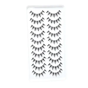 10 Pair Pack Synthetic Hair High Volume for Naturally for Fake Eyelashes Transparent Plastic Band Style Cartoon