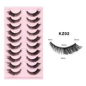 10 Pair Tray Soft Fluffy Lashes False Eye Lashes Faux Mink Eyelashes Handmade Cat Eye Foxy Style False Eyelash Extension