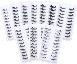 10 Pairs 12mm 15mm Natural Wispy Cat Eye Handmade 3D Faux Mink Half Lashes Short Medium Manga Hot Selling Silk Corner Eyelashes