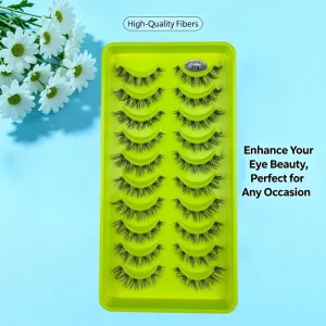 10 Pairs 3D False Lashes Fluffy Faux Mink Thick Natural Full Volume Strip Eyelashes Soft Lightweight Eyelashes for Women Makeup