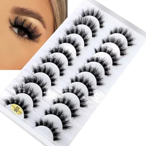 10 Pairs 3D Faux Mink Eyelashes Full Strip Handmade False Eye Lashes Vegan Silk Eyelashes