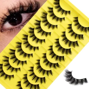 10 Pairs 3D Faux Mink False Eyelashes Invisible Band Volume Curly Lashes Factory