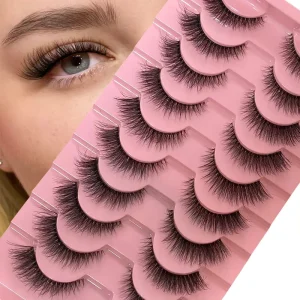 10 Pairs 3D Fluffy Faux Mink Strip Lashes Ultra Soft Wispy Natural Cat Eye Eyelashes Faux Cils 10 Pairs