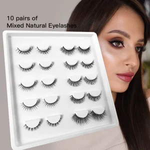 10 Pairs Black Soft Very Light Synthetic Silk Lashes Natural Eyelashes Thick Lashes Volume Eyelash Extension