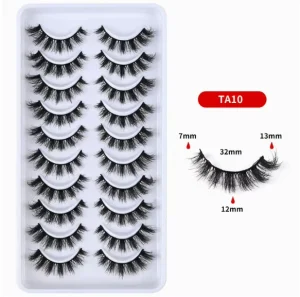 10 Pairs Cat Eye False Eyelashes Natural Look Extended Outer Corner Fluffy Strip Lashes