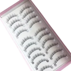 10 Pairs Clear Band Lashes Manga Lashes Transparent Stem Eyelashes Faux Cils Soft and Slender False Eyelashes for Makeup