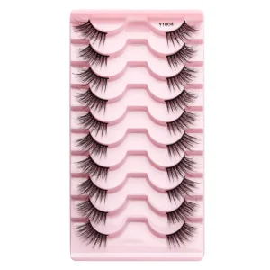 10 Pairs Cotton Band Full Strip Eyelashes Y1004 Synthetic Hair Private Label False Eyelash 3D Effect
