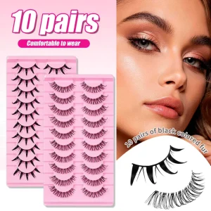 10 Pairs D Curl Little Devil False Eyelashes Thick Hard Stem Lashes for Cos Stage Makeup