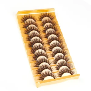 10 Pairs Dramatic 25mm 3D Semi Handmade False Eyelashes Voluminous Cross Border Style Synthetic Black 0.07mm