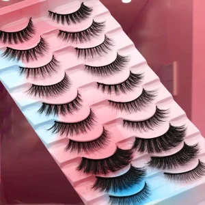 10 Pairs Eye Lashes Cleanr Band Natural Human Hair Eyelashes Eye Lashes Set of 10