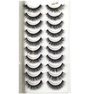 10 Pairs Eyelashes 3D Vegan Silk Lashes Volume 15mm Natural False Eyelashes Private Label