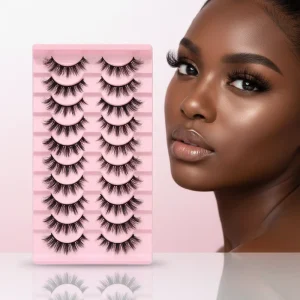10 Pairs False Eyelashes 3D Faux Mink Lashes Natural Wispy Fluffy Style Private Label Lash Vendor Custom Logo Box