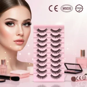 10 Pairs False Eyelashes 3D Faux Mink Lashes Natural Wispy Fluffy Synthetic Fiber Eyelashes Private Label Custom Logo