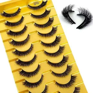 10 Pairs False Eyelashes 6D Super Fluffy Wispy Faux Mink Eyelashes Cat Eye Effect Dramatic Lashes Eyelash Extension Makeup