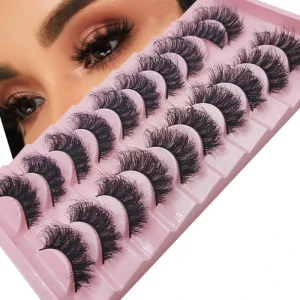 10 Pairs Fluffy DSD Faux Mink Lashes 10 in 1 Eyelashes Mink Full Strip Eyelashes for Makeup