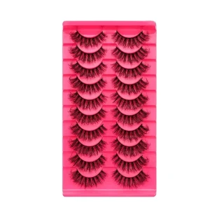 10 Pairs Fluffy Faux Mink False Eyelashes Hand Made Natural Long Fluffy DD Curl 3D 5D 6D Effect Lashes Full Strip Fake Eyelashes