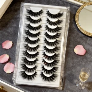 10 Pairs Fluffy Faux Mink Lashes 10 in 1 Eyelashes Mink Full Strip Eyelashes for Makeup