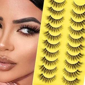 10 Pairs Fluffy Wispy Volume Eyelashes Bulk Full Strip Natural Look Lashes False Eyelashes Set Faux Mink Eyelashes