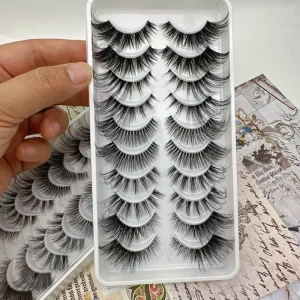 10 Pairs Fox Eye Lashes Pack Wispy Fluffy Cat Eye False Eyelashes Fake Lashes Reusable Cluster Look Eyelashes