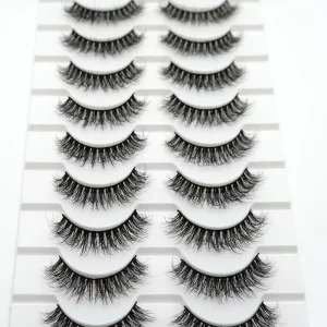 10 Pairs Full Strip Lash Cruelty Free Faux Mink Natural Lashes D Curl False Eyelashes