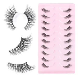 10 Pairs Half Lashes Natural for 3D Reusable Invisible Clear Band False Eyelashes for Daily Makeup OEM ODM MSDS Certified