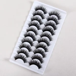 10 Pairs Handmade Black Cotton Straps Multiple Layers Three Dimensional Messy Stage Hair Reusable False Eyelashes