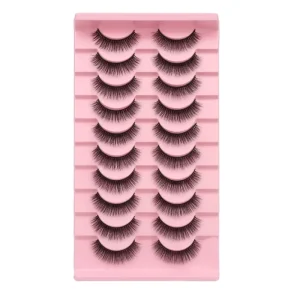 10 Pairs Handmade Full Strip Eyelashes Durable Slim Tray with Long-lasting for Lightweight Supply