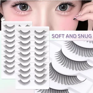 10 Pairs Handmade Wispy Eyelashes Voluminous False Eyelashes Soft Fluffy Lightweight Reusable Fake Eye Lashes