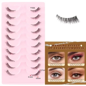 10 Pairs Invisible Clear Band Half False Eyelashes 3D Layered Natural Thick Cat Eye Lashes for Women Makeup Beauty Tools Y1