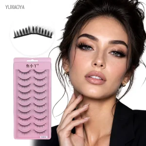 10 Pairs Lash Full Strip Eyelashes Natural False Eyelashes Box Set Handmade Full Strip Lashes with Logo for Makeup